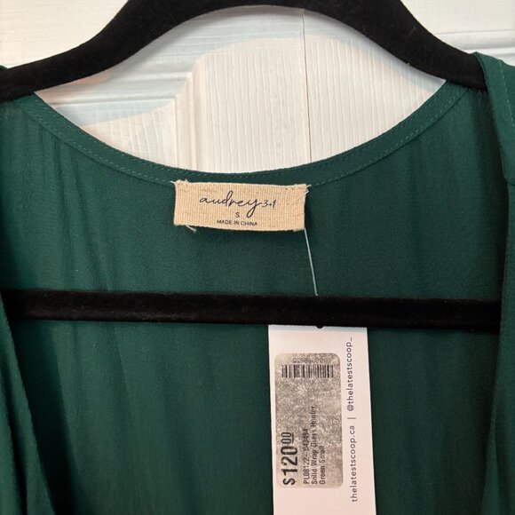 Audrey 3+1 Ruffled High-Low Wrap Maxi Dress - Hunter Green, Size Small - Picture 3 of 8